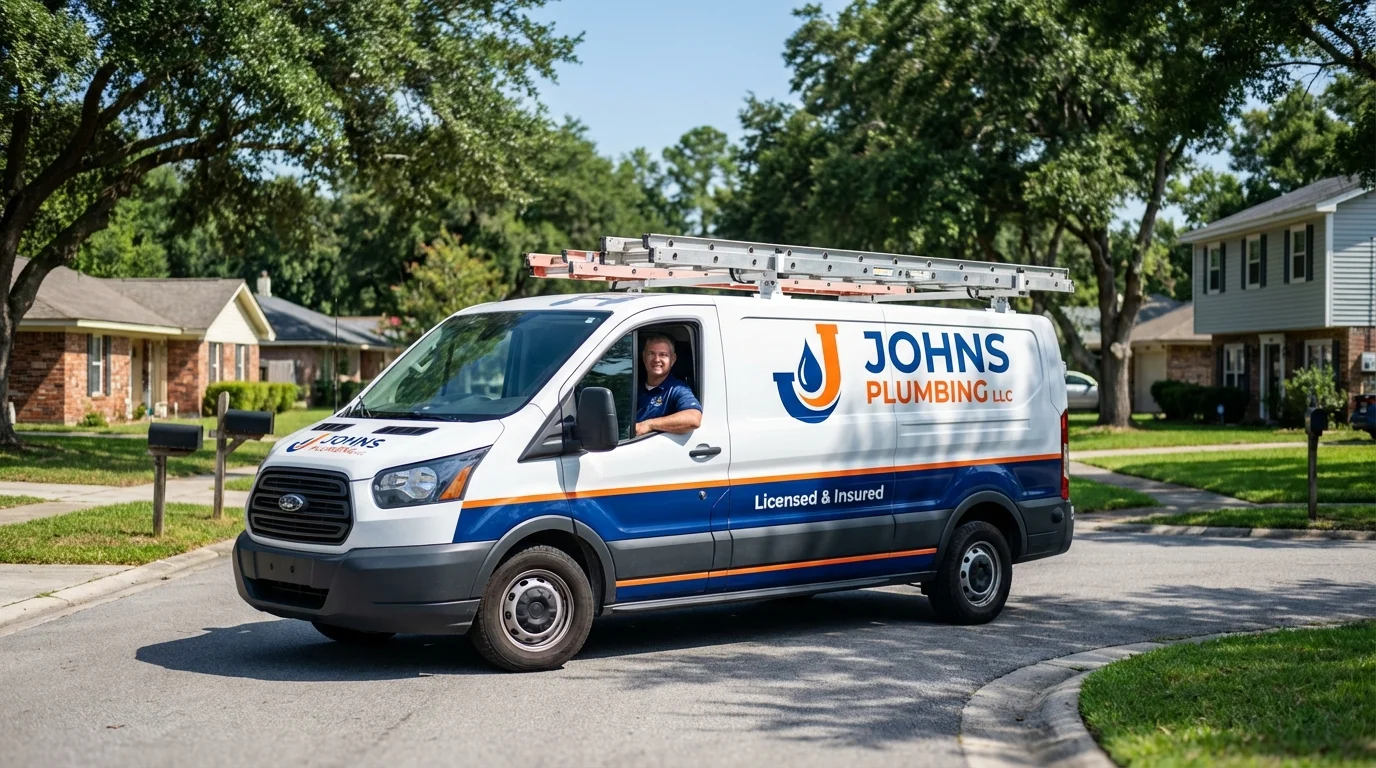 Johns Plumbing LLC service van in Daleville, AL