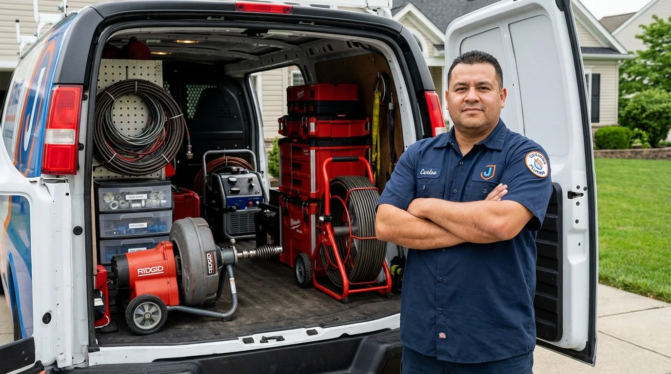 Professional drain cleaning equipment and Johns Plumbing LLC plumber in Daleville
