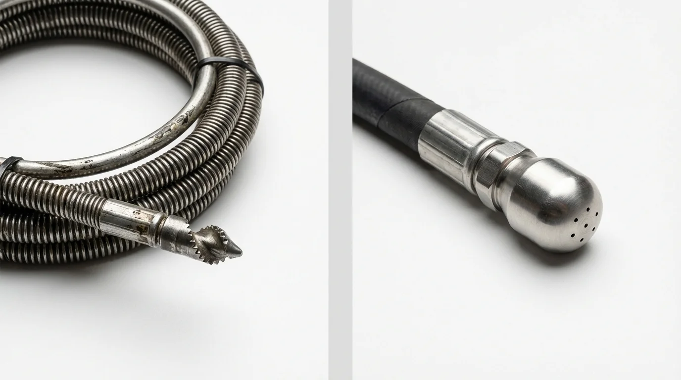 Drain snake cable and hydro jetting nozzle used for drain cleaning in Daleville, AL