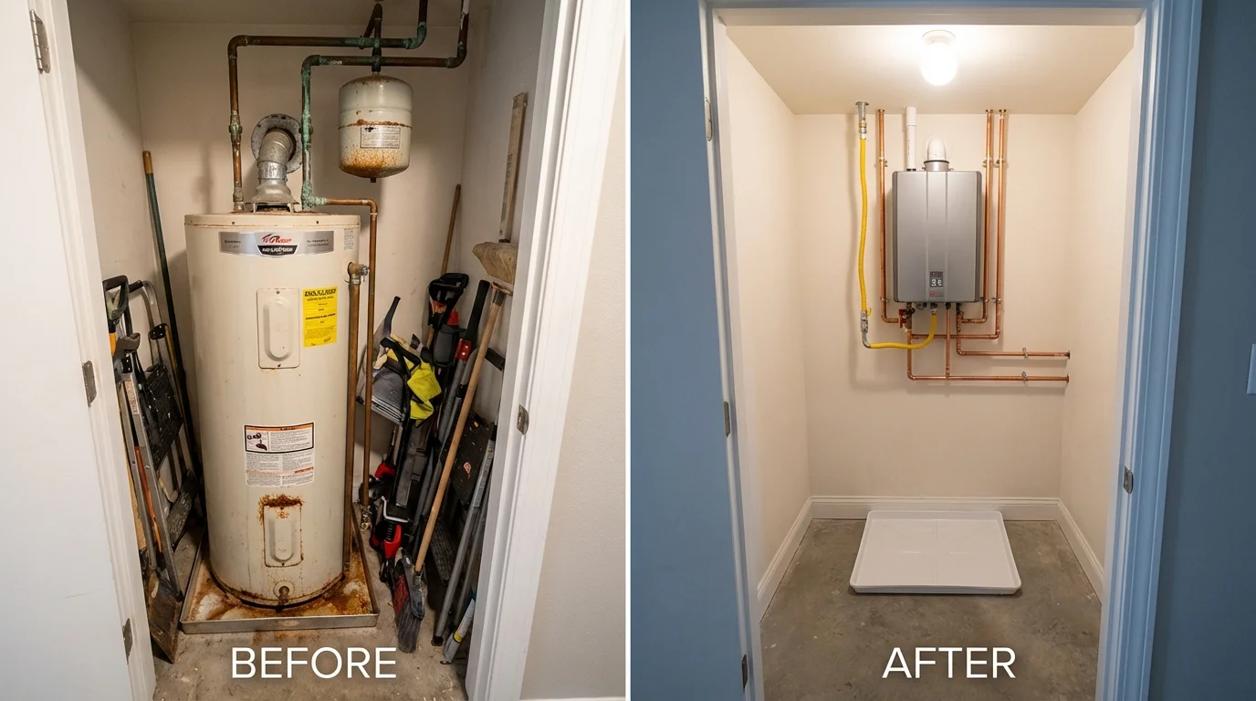 Tank water heater versus wall-mounted tankless unit comparison for Daleville, AL homeowners